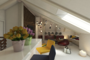 Дизайн мансарды. Гостиная. Вариант 2.