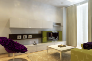 гостиная с фиолетовым креслом. вид2