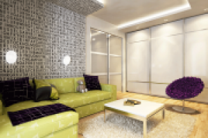 гостиная с фиолетовым креслом. вид1