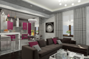 квартира с кухней цвета фукси вид1