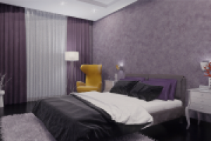 квартира с кухней цвета фукси. спальня