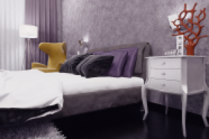 квартира с кухней цвета фукси. спальня вид1