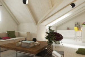 Дизайн мансарды. Гостиная. Вариант 2.