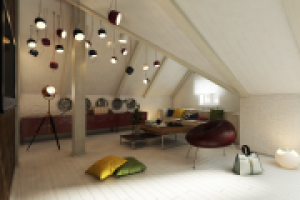 Дизайн мансарды. Гостиная. Вариант 2.