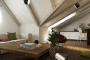 Дизайн мансарды. Гостиная. Вид 3.