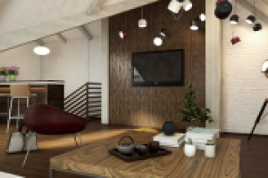 Дизайн мансарды. Гостиная. Вид 2.