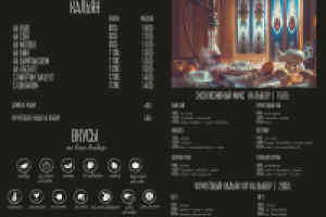 Разворот Кальянного меню с авторскими иконками