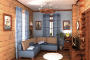Коттедж из клееного бруса. Гостевая комната.