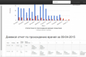 Пример дневного отчета работы прохождения пациентов по врачам. О