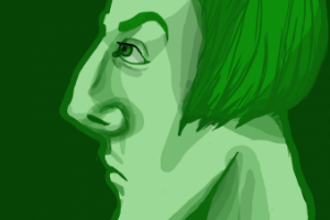 Иллюстрация в шаржевой технике. Зеленый