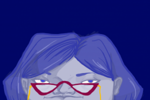 Иллюстрация в шаржевой технике. Синий.