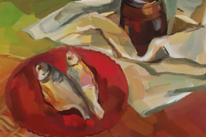 Живописная работа в академическом стиле. Теплые тона.