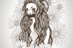 Девушка в цветах. Скетч.