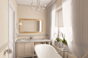 Визуализация санузла в цвете айвори