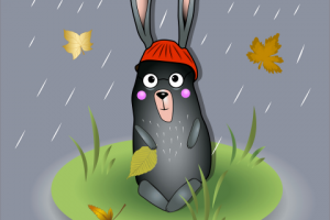 Детская иллюстрация "Осенний зайчик"