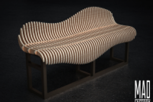 Параметрическая скамья с металлической опорой. Сиденье из фанеры