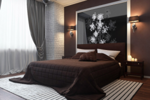 3d-визуализация спальни с комбинированным светом