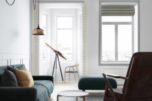 3d-визуализация гостиной с естественным освещением