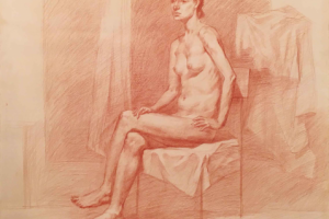 Рисунок обнаженной натуры. Сепия, тушь.