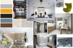 Коллаж дизайна квартиры в микрорайоне Лебяжий