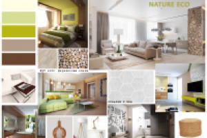 Коллаж дизайна квартиры в микрорайоне Лебяжий