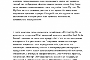 Описание релизов/синглов элктронной музыки на сайте