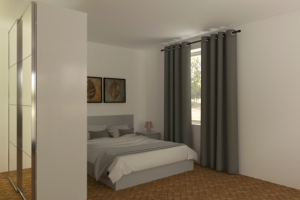 Дизайн квартиры студии 30 кв.м. Спальная зона.