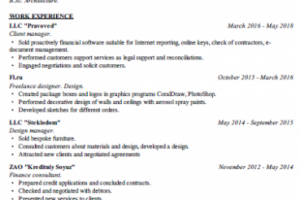 Резюме на англ обычное