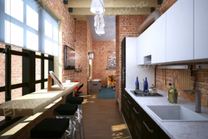 Квартира в стиле Лофт. Кухня