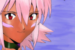 Графика Девушка с розовыми волосами