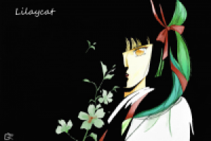 Графика Девушка и цветок