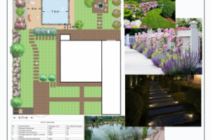 Форэскиз. Тематика: пряно-цветущий сад с прудом