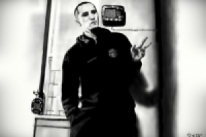 Цифровой чёрно-белый портрет "Поэт Олег Груз"