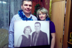 Цифровой чёрно-белый портрет напечатанный на холсте