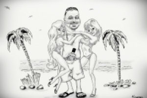 Цифровой чёрно-белый шарж