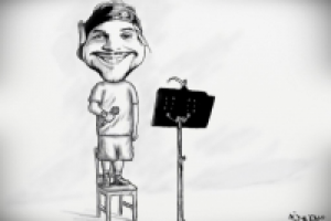 Цифровой чёрно-белый шарж "QП"