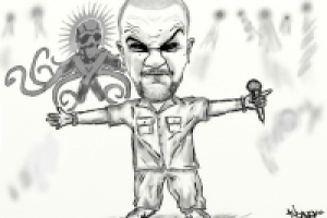 Цифровой чёрно-белый шарж "Баста"