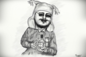 Цифровой чёрно-белый шарж