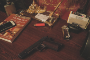 Модель пистолета "Colt M1911A1" интегрированная в фотографию