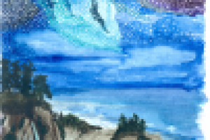 Акварель, Почтовая открытка, Пейзаж