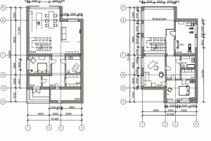 План 1 и 2 этажа с расстановкой. Коттедж в стиле LOFT.