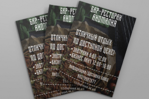 Был создан дизайн листовки для Бар-ресторана "АНОМАЛИЯ"