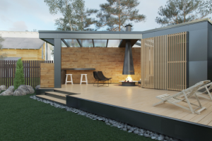 Беседка с хозблоком и барбекю