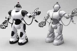 Белый робот. 3D модель