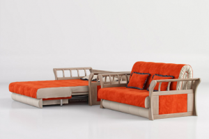Оранжевый раскладной диван 3D