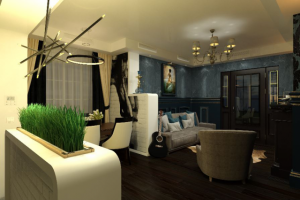 Гостиная в коттедже (д. Болотино, г. Мытищи)