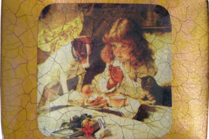 Декоративная тарелка. Обратный декупаж, кракелюр