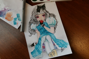 девочка с яблоком