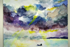 Морской пейзаж, акварель