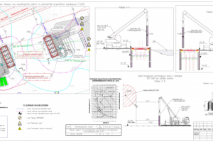 Устройство шпунтового ограждения котлованов под ростверки